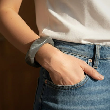 Graphite Grey Marble Wave Resin Bangle