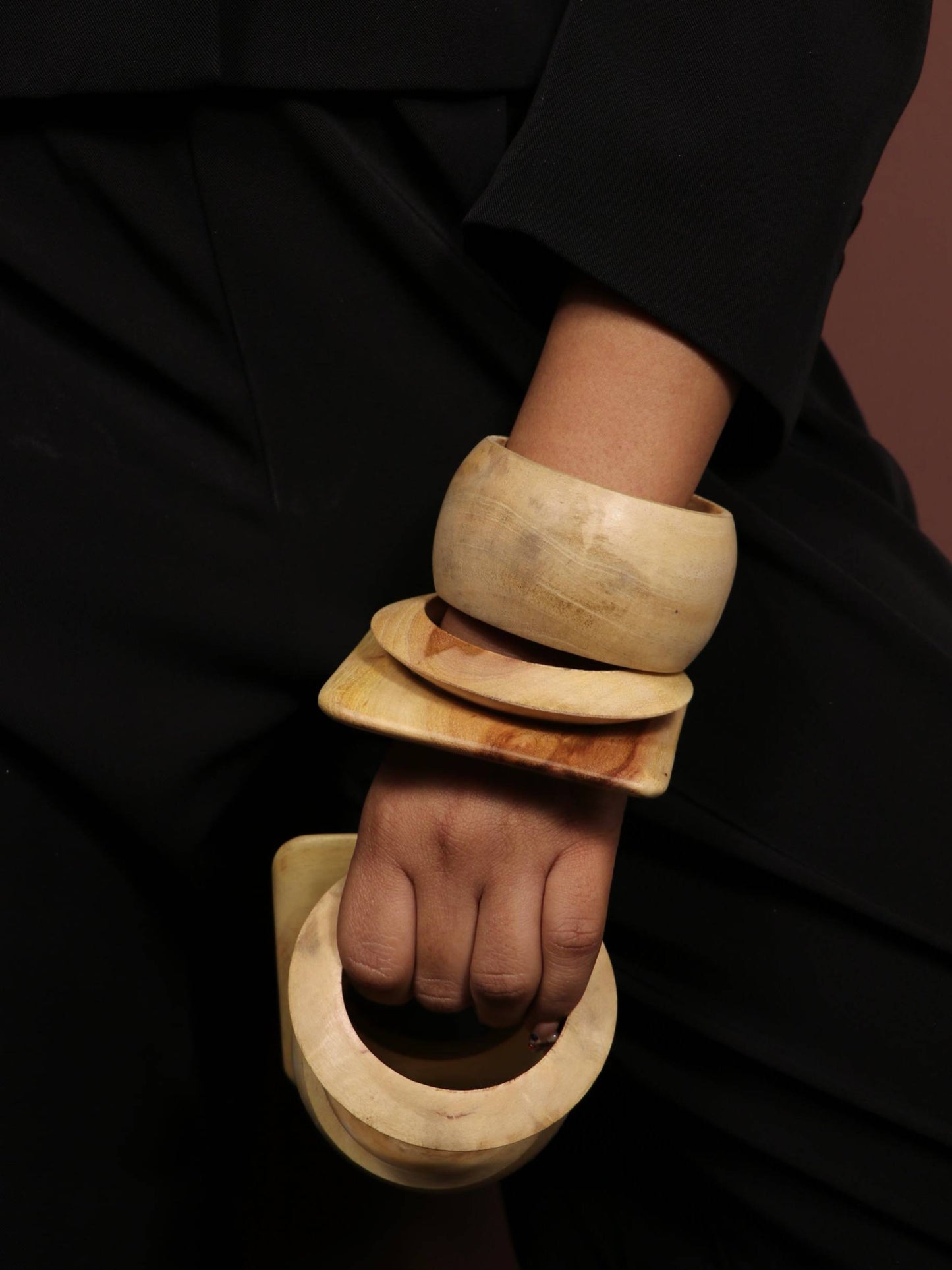 Mist Handmade Brown Wooden Bangle