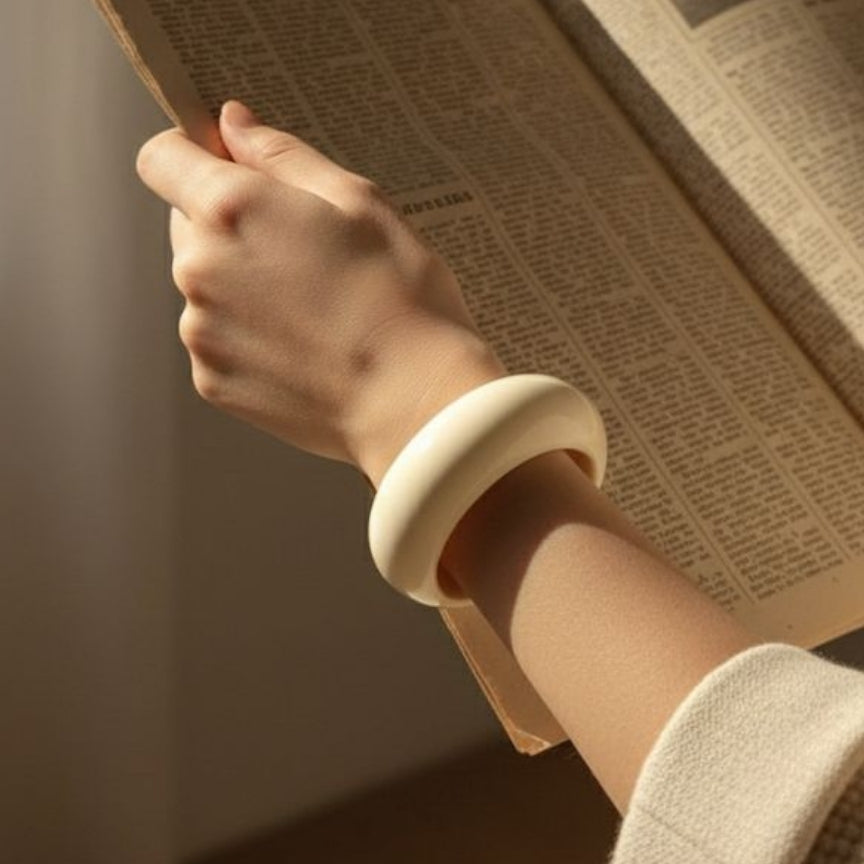 Ivory White Dome Resin Bangle