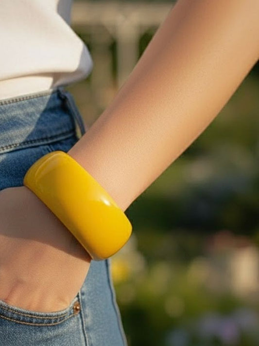 Yellow Glossy Resin Bangle for Women