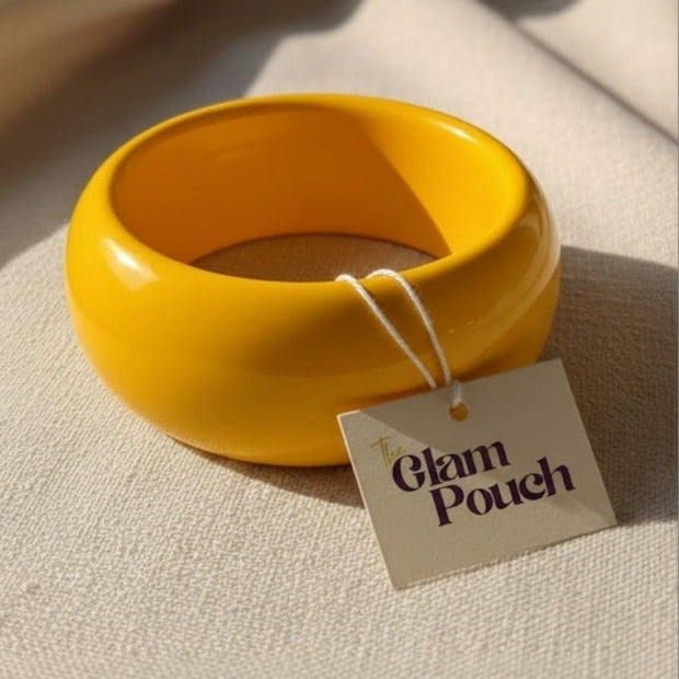Yellow Glossy Resin Bangle for Women