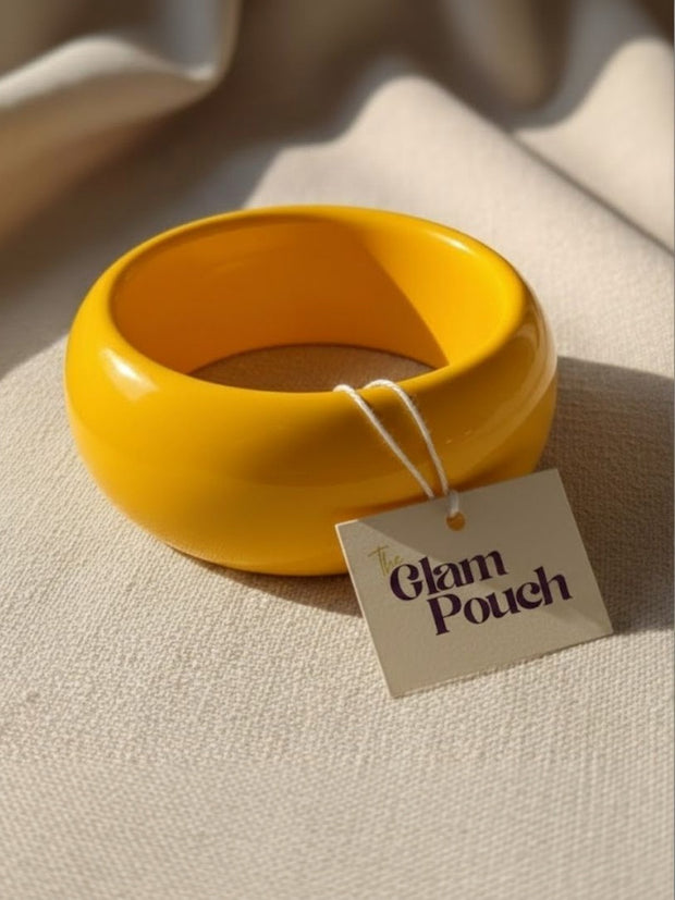Yellow Glossy Resin Bangle for Women