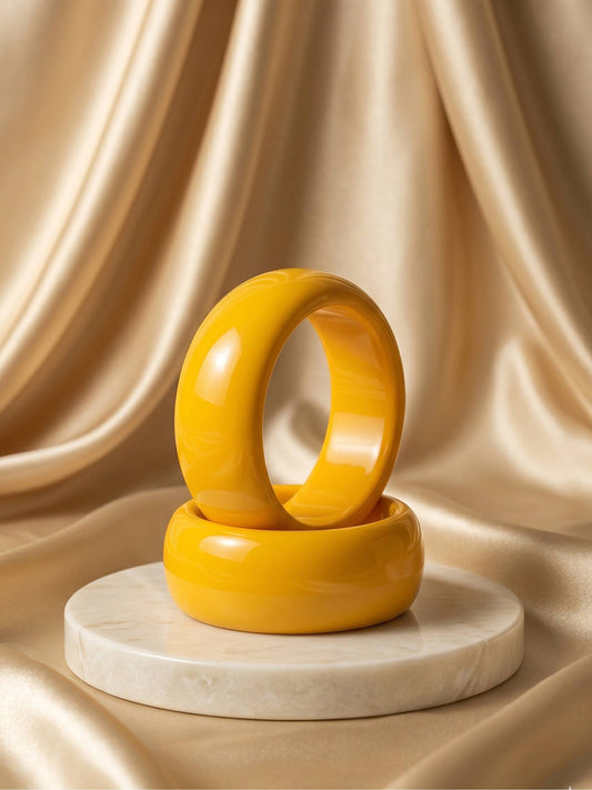 Mango Yellow Resin Dome Bangles for Women - Set of 2