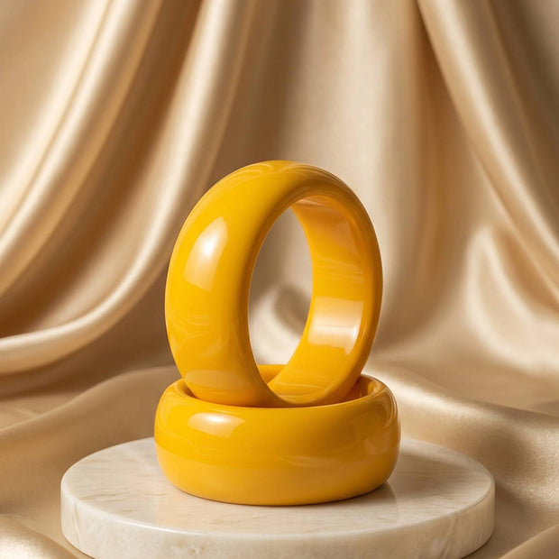 Mango Yellow Resin Dome Bangles for Women - Set of 2