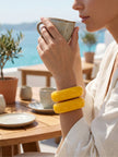 Mango Yellow Resin Dome Bangles for Women - Set of 2