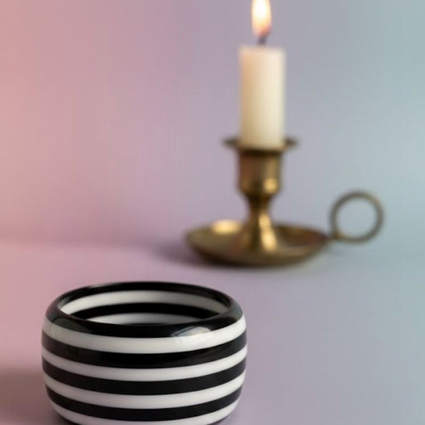 Black White Striped Resin Bangle for Women