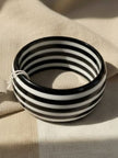 Black White Striped Resin Bangle for Women