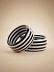 Black White Striped Resin Bangles for Women - Pack of 2