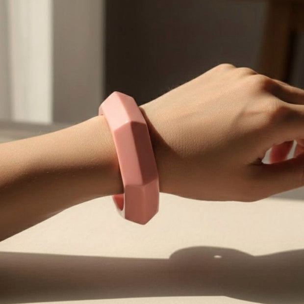 Dusty Pink Geometric Resin Bangle for Women