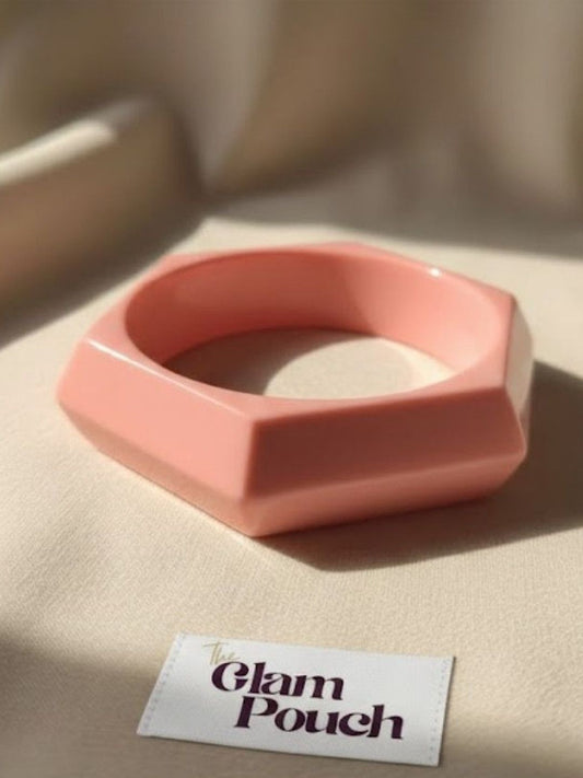 Dusty Pink Geometric Resin Bangle for Women