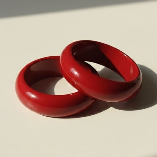 Red Glossy Resin Bangle for Women - Pair of 2