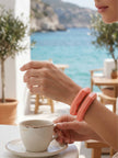 Coral Pink Resin Polygon Bangles for Women - Pair of 2