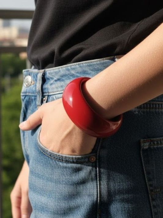 Red Glossy Resin Bangle for Women