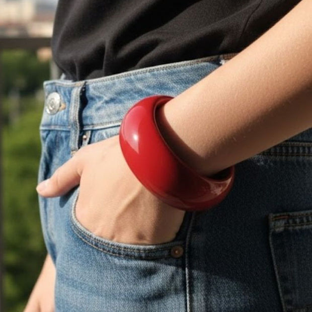 Red Glossy Resin Bangle for Women