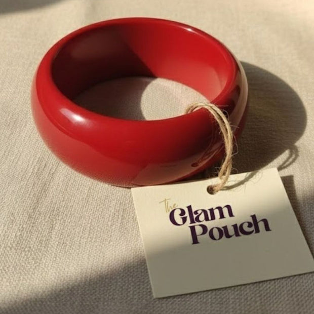 Red Glossy Resin Bangle for Women