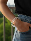Clear Acrylic Pearl Bangle Bracelet for Women - Pair of 2
