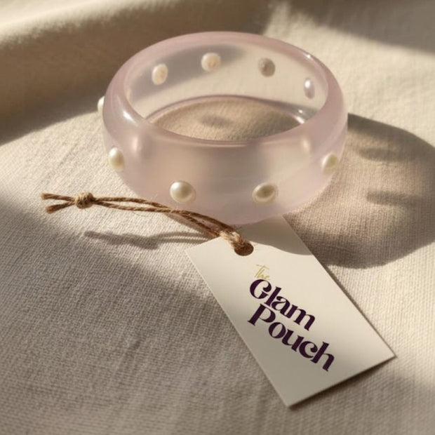 Frosted Resin Pearl Stud Bangle for Women - single piece