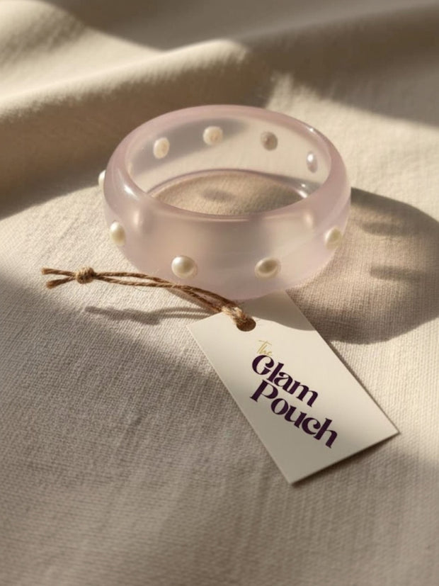 Frosted Resin Pearl Stud Bangle for Women - single piece