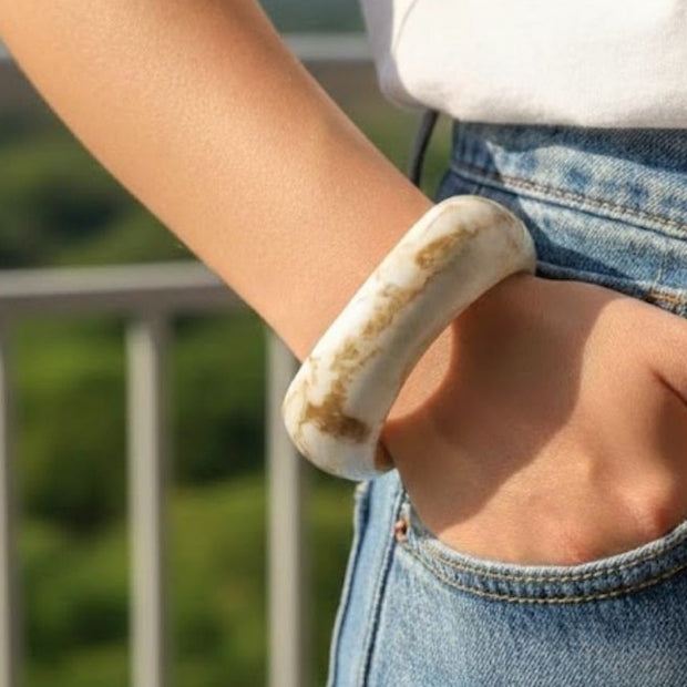 Marble-Finish Resin Bangle for Women