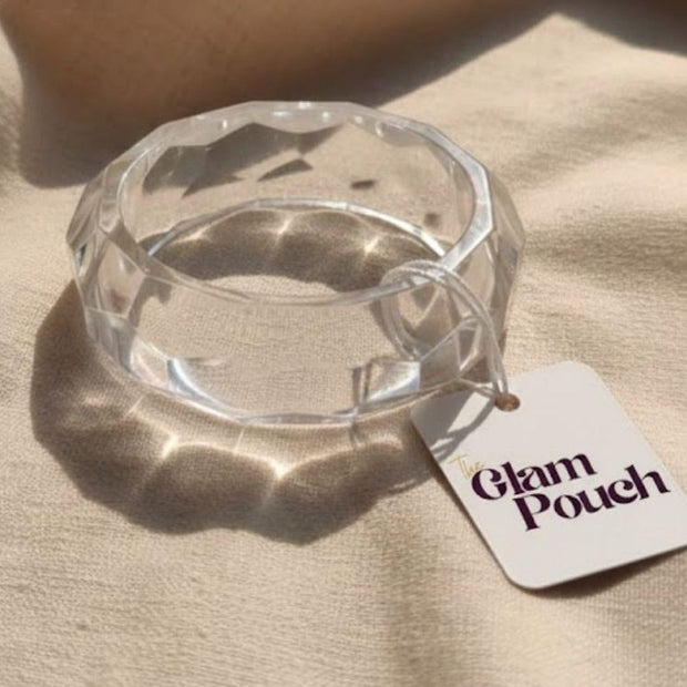 Clear Acrylic Faceted Bangle for Women - Single Piece