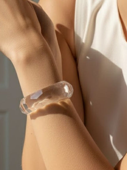 Clear Acrylic Faceted Bangle for Women