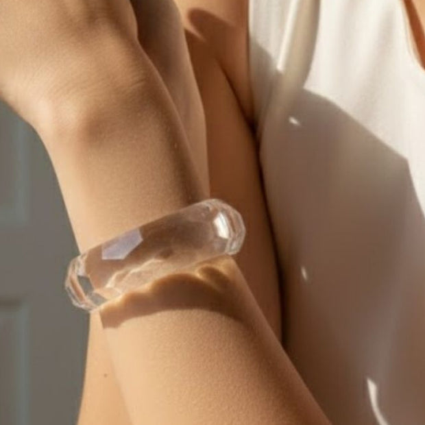 Clear Acrylic Faceted Bangle for Women