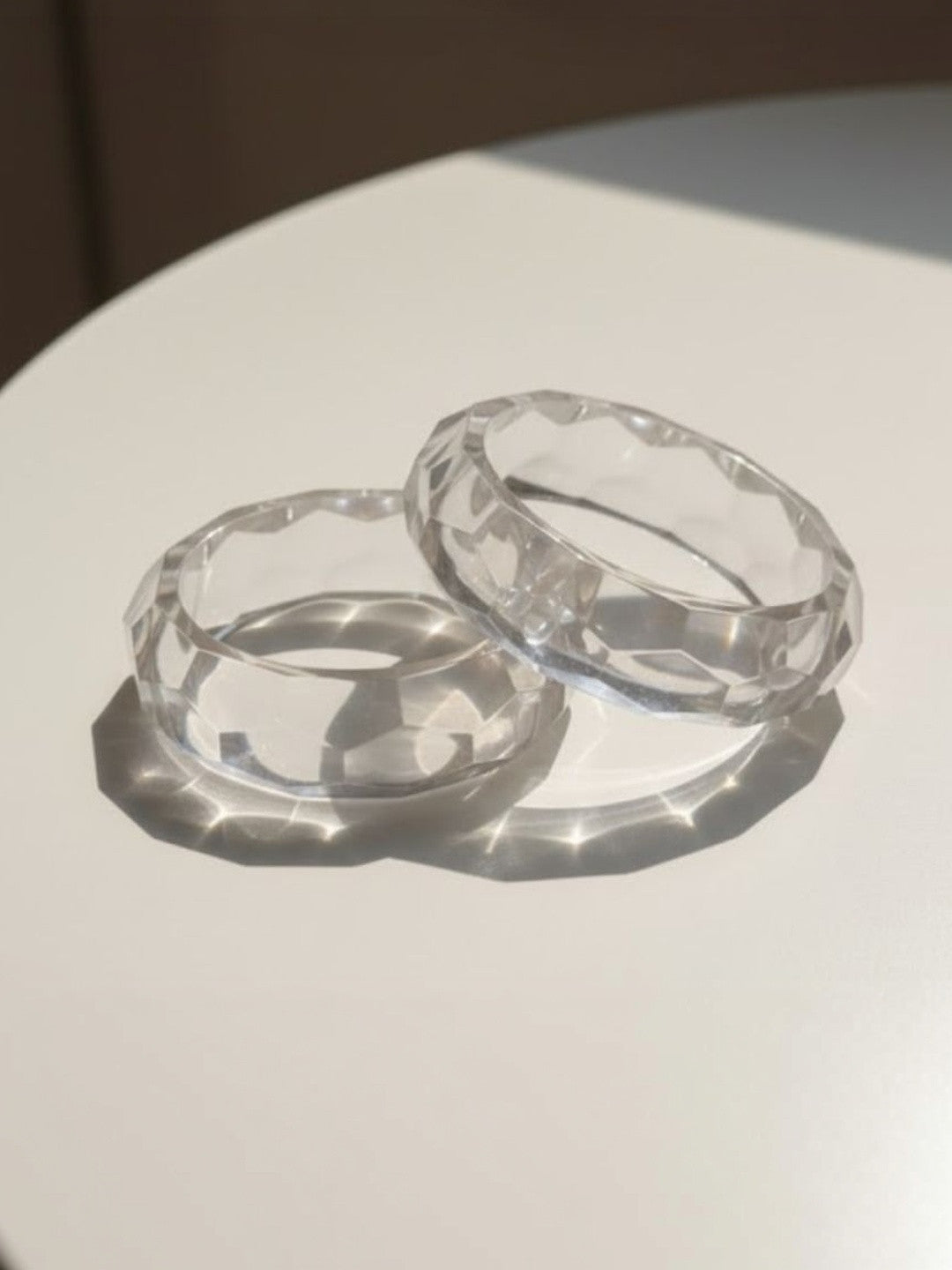 Clear Acrylic Faceted Bangle for Women