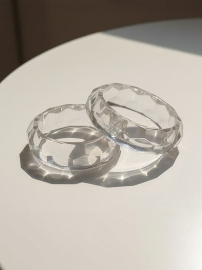 Clear Acrylic Faceted Bangle for Women