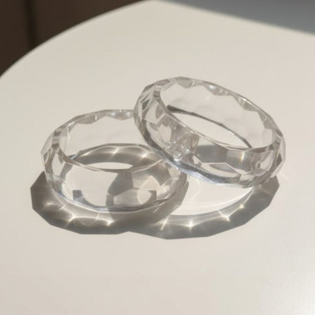 Clear Acrylic Faceted Bangle for Women