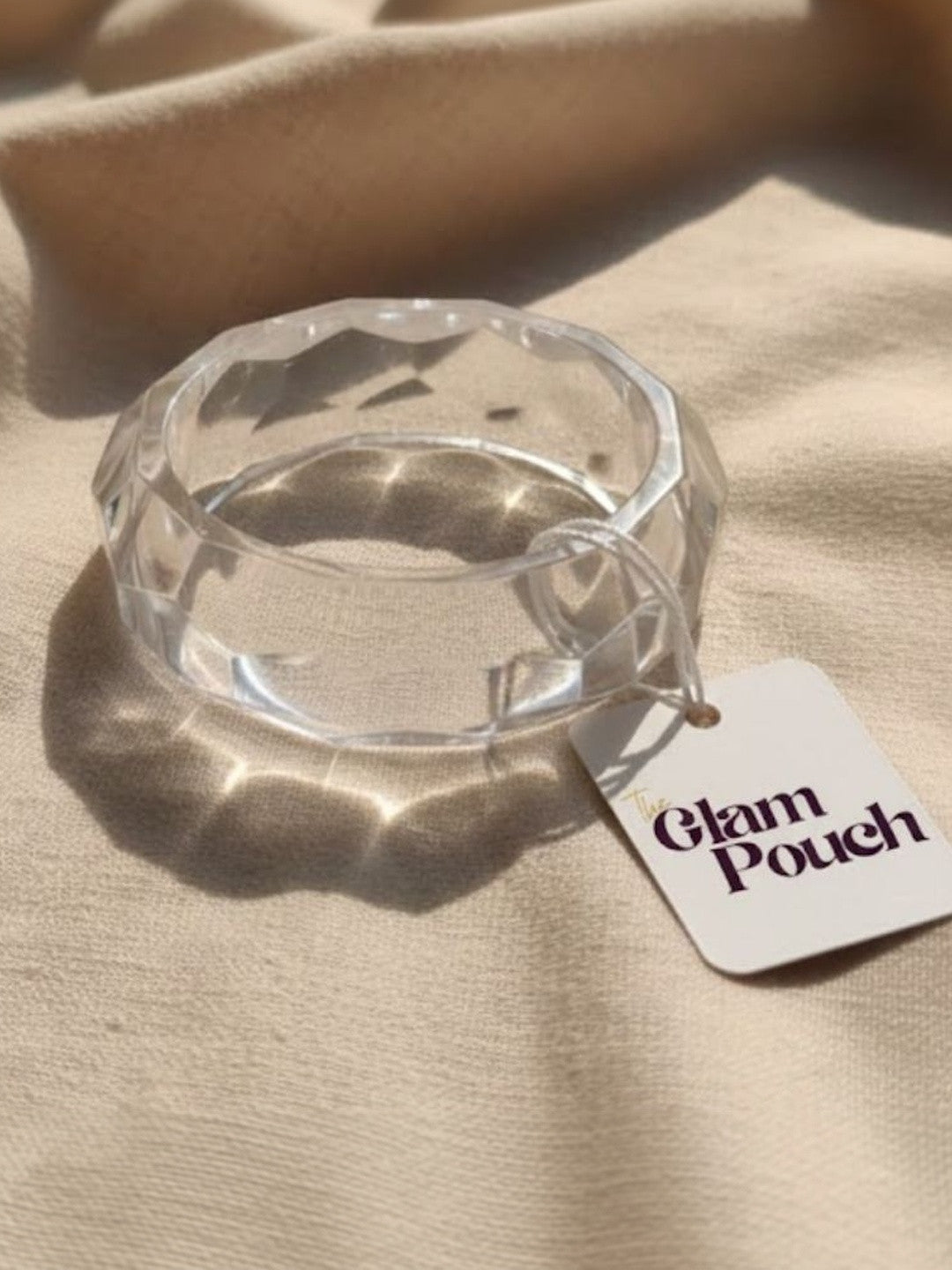 Clear Acrylic Faceted Bangle for Women