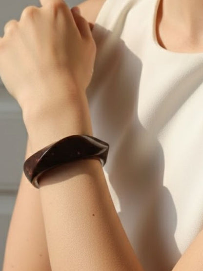 Dark Maroon Resin Cuff Bangle for Women