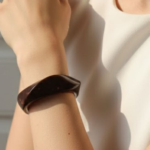Dark Maroon Resin Cuff Bangle for Women
