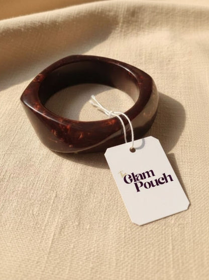 Dark Maroon Resin Cuff Bangle for Women