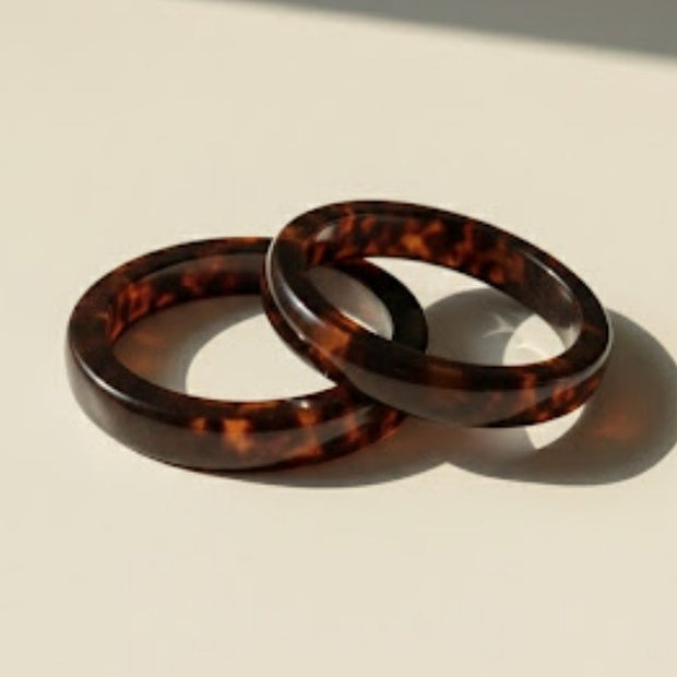 Tortoiseshell Resin Bangle for Women - Pair of 2