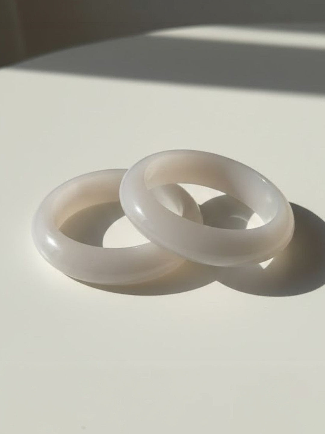 White Agate Smooth Bangle  for Women -Pair of 2