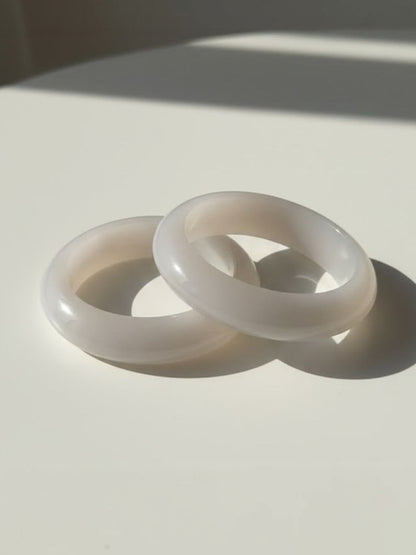 White Agate Smooth Bangle  for Women -Pair of 2