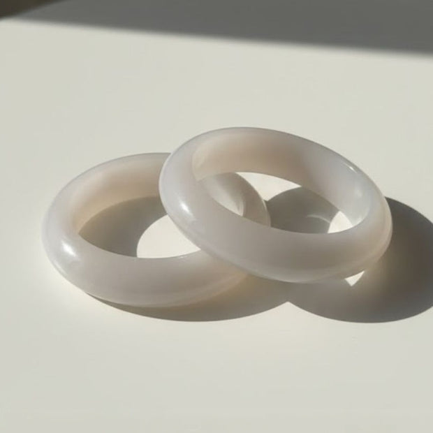 White Agate Smooth Bangle  for Women -Pair of 2