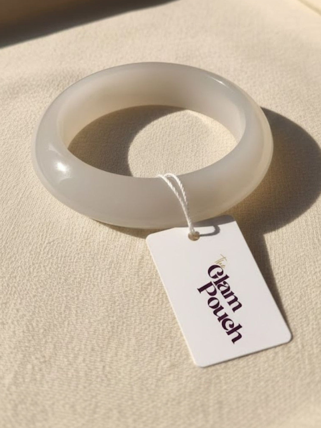 White Agate Smooth Bangle  for Women -Pair of 2