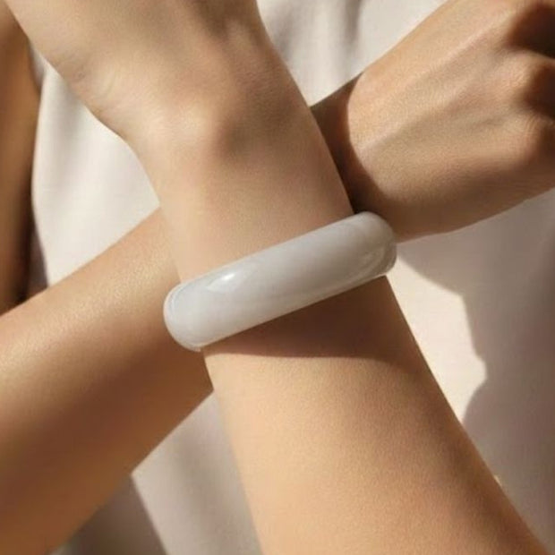 White Agate Smooth Bangle for Women