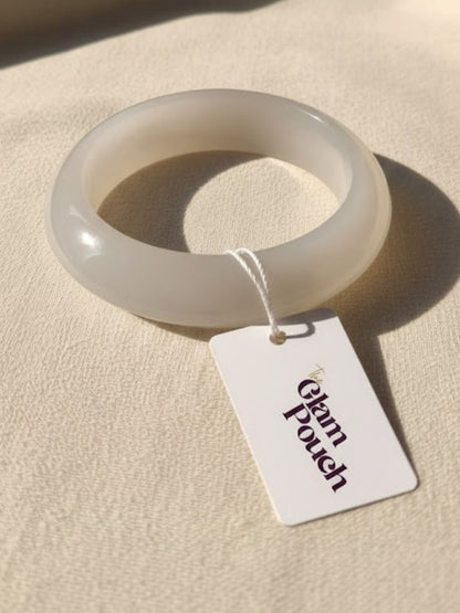 White Agate Smooth Bangle for Women