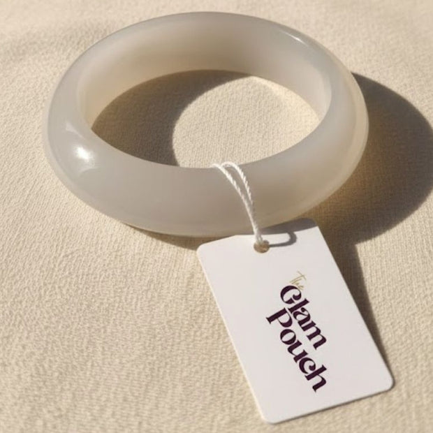 White Agate Smooth Bangle for Women