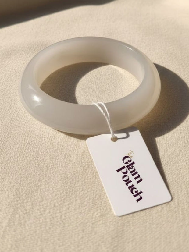 White Agate Smooth Bangle for Women
