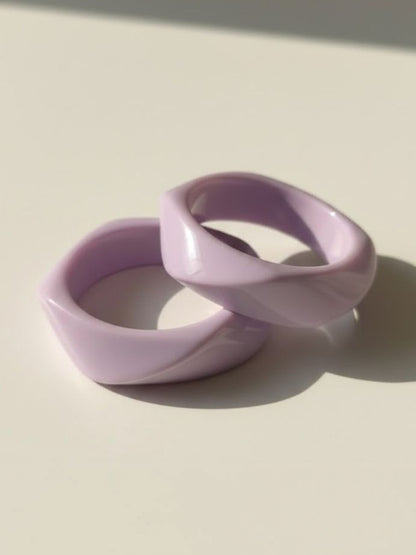 Lilac Resin Geometric Bangle for Women - Set of 2