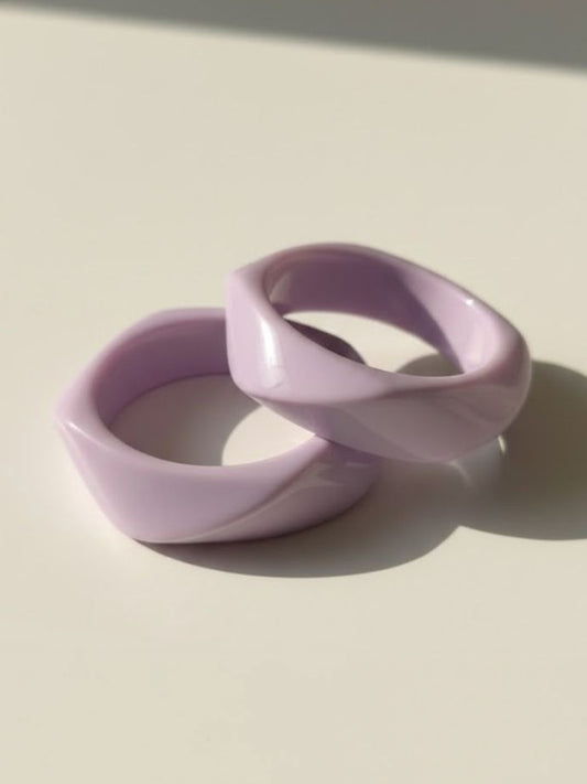 Lilac Resin Geometric Bangle for Women - Set of 2