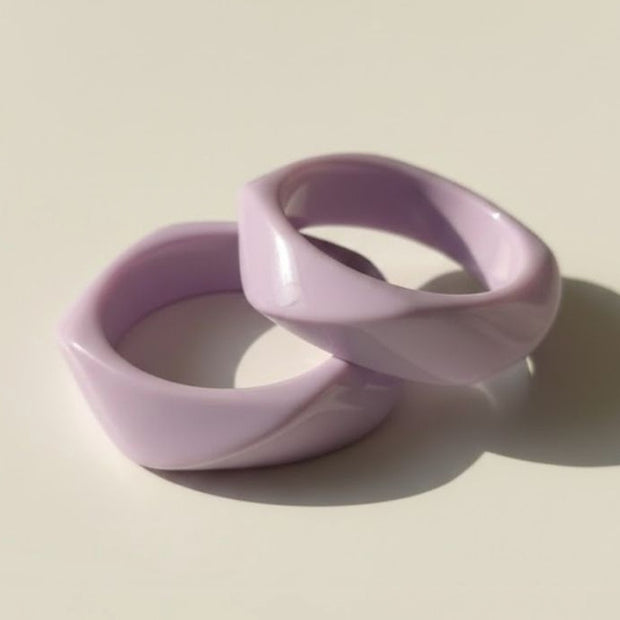 Lilac Resin Geometric Bangle for Women - Set of 2