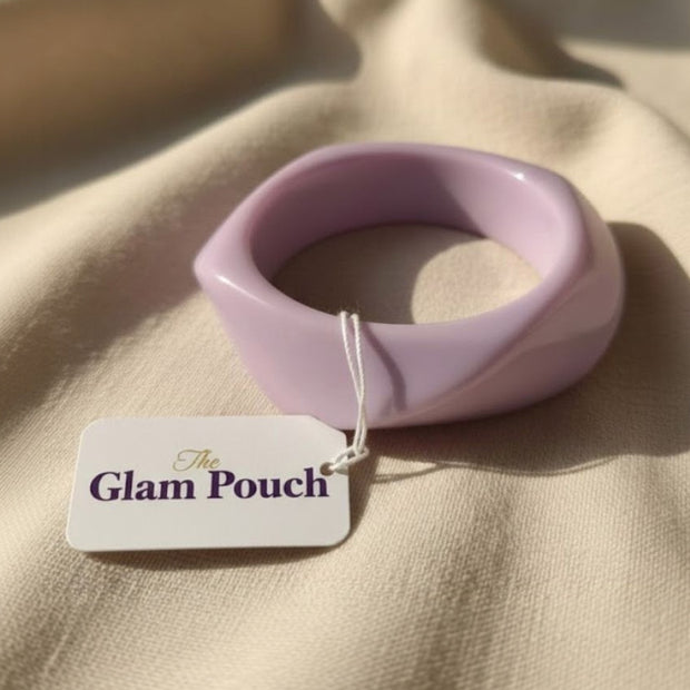 Lilac Resin Twisted Bangle for Women - Set of