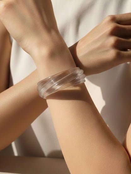 Clear Resin Textured Bangles for Women - Set of 2