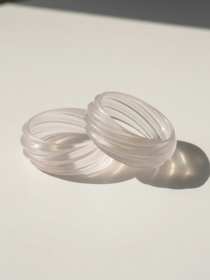 Clear Resin Textured Bangles for Women - Set of 2