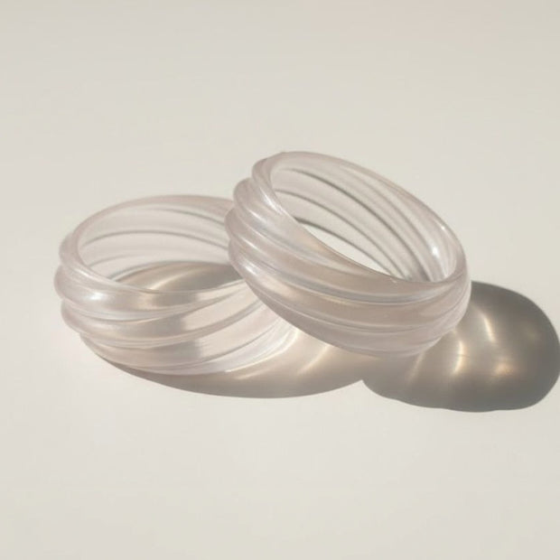 Clear Resin Textured Bangles for Women - Set of 2
