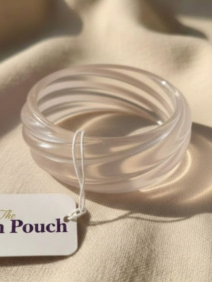 Clear Resin Textured Bangles for Women - Set of 2
